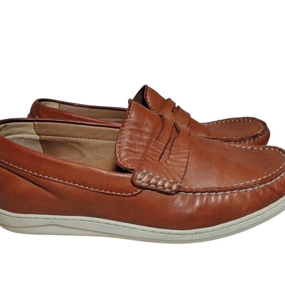 HS Trask Brown Leather Penny Loafer Men 8.5 Driving Shoe Slip On sophisticated